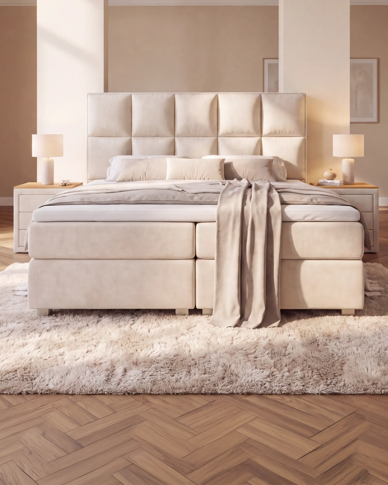 Boxspringbetten: Hochwertiges Boxspringbett von Belando Betten in modernem Schlafzimmer