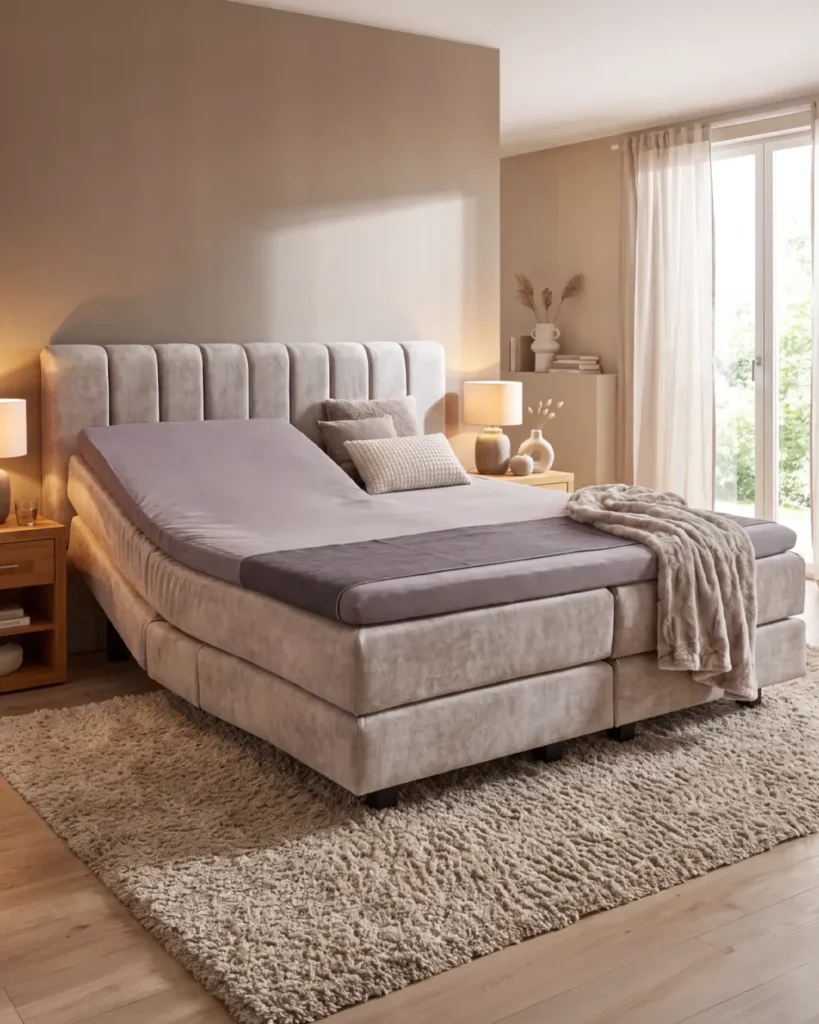 Boxspringbett mit elektrisch verstelltem Kopf- und Fußbereich